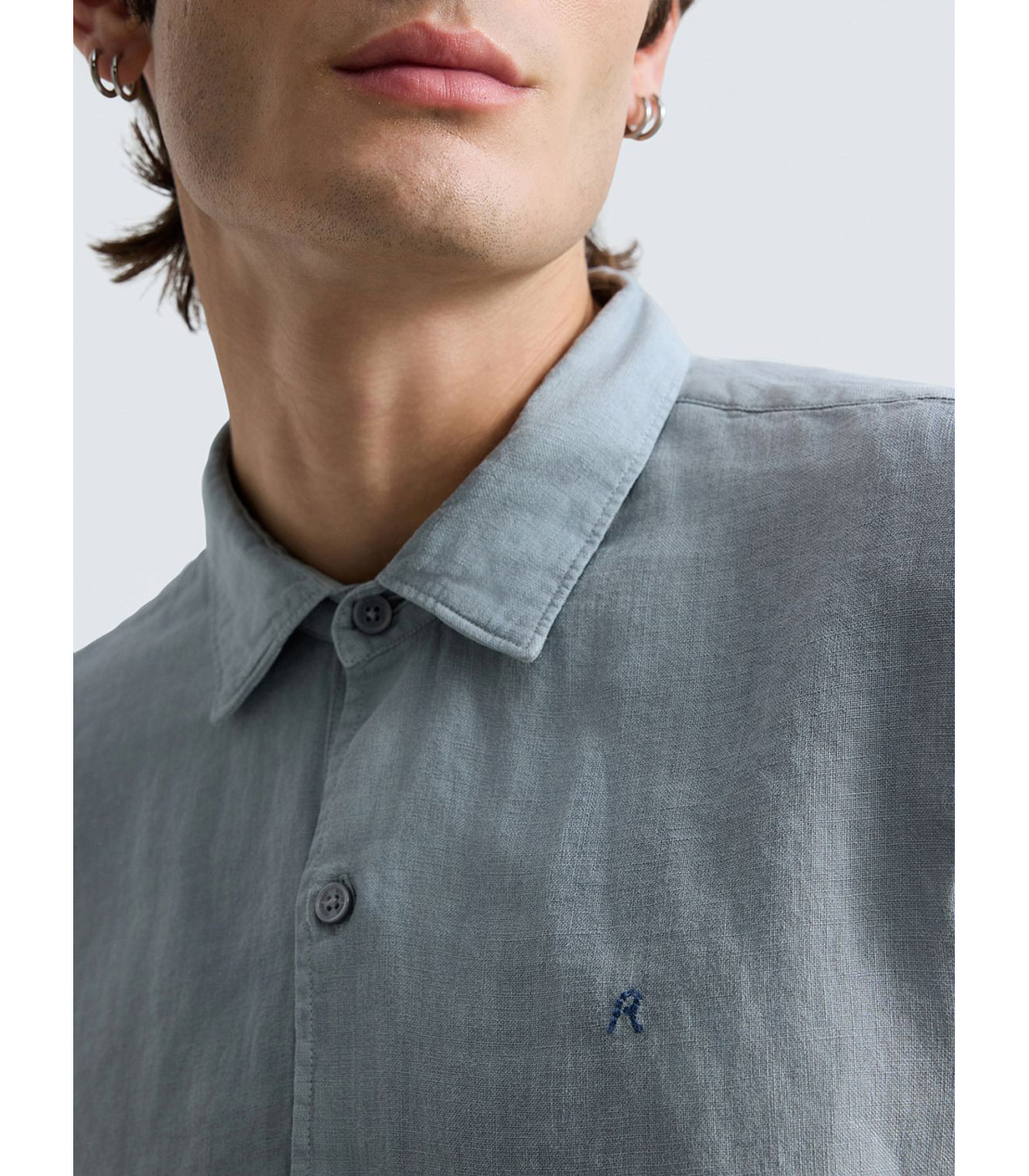 ガーメントダイリネンシャツ 詳細画像 グレイッシュブルー 7